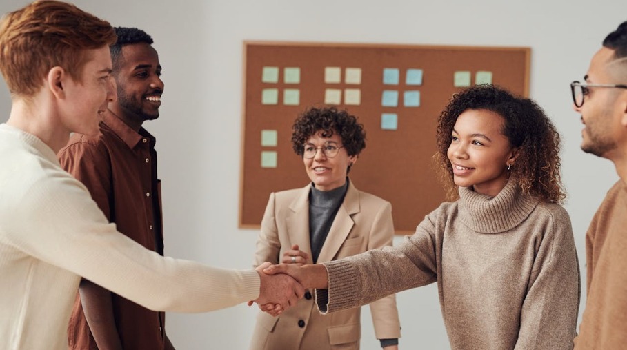 Collaborative team planning session representing media literacy in action—analyzing messages and perspectives.